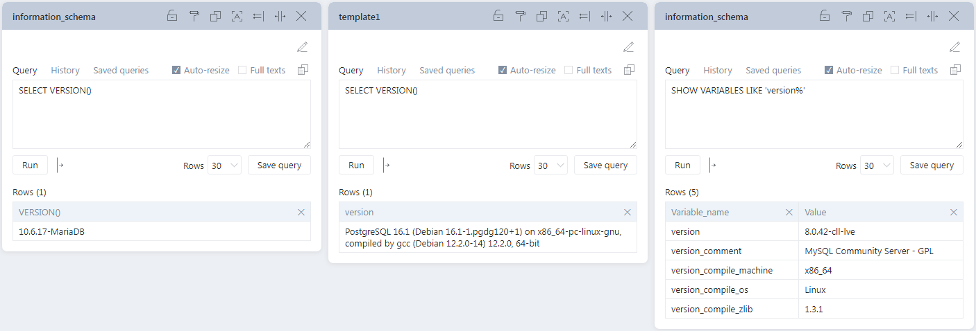 SQLantern works with MariaDB/MySQL and PostgreSQL